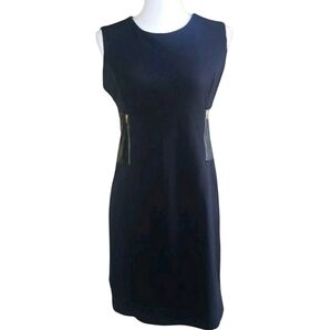 Calvin Klein black sleeveless dress faux leather 8